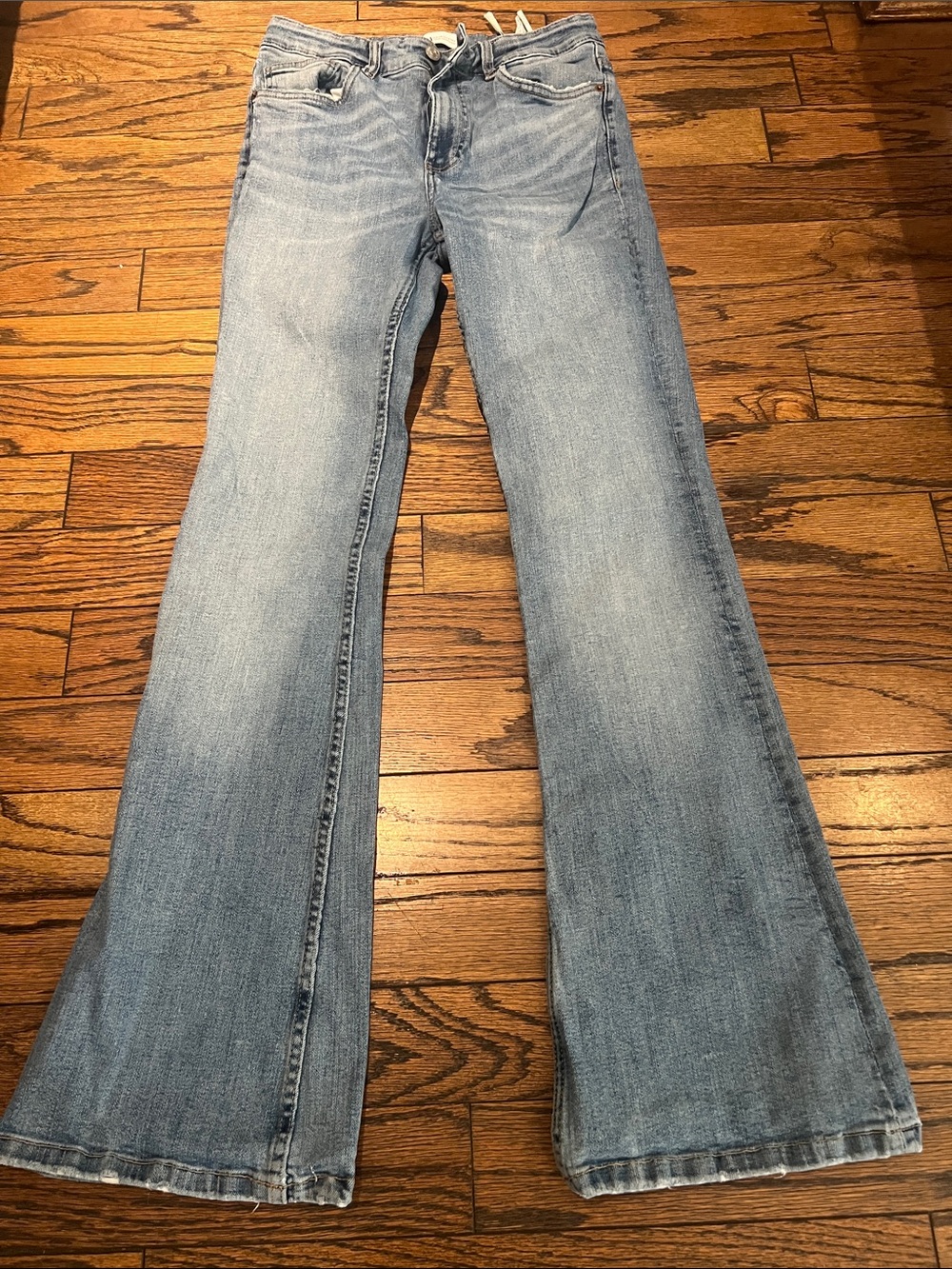 Zara Light Blue Wide Leg Flare Jeans